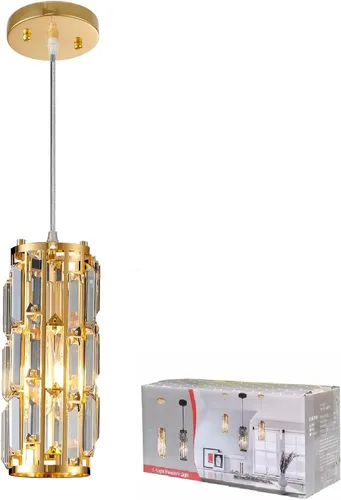 Miniatura 14 de Luces Colgantes Luz Colgante Dorada Moderna, Mini Lámpara Colgante de Cristal, Iluminación Colgante Ajustable para Cocina, Comedor y Dormitorio