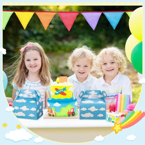 Miniatura 4 de Tinlade Cajas de golosinas de cielo azul con nubes blancas, bolsa de dulces a dos aguas de dibujos animados, suministros de fiesta temática