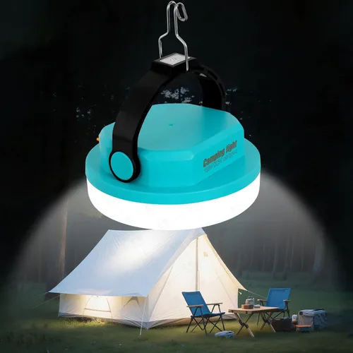 Luz de campamento recargable, linterna LED para cortes de energía, luz de emergencia impermeable para tienda de campaña con gancho magnético, banco