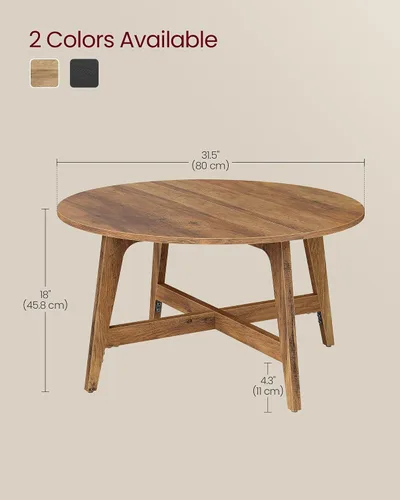 Miniatura 3 de VASAGLE MAEZO Collection ULCT251KB01S - Mesa auxiliar redonda, mesa central de 31.5 pulgadas, patas cónicas, transiciones curvas, fácil de montar
