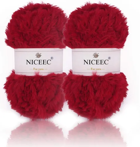 Miniatura 99 de NICEEC Hilo de Pelo Sintético Super Suave, Grueso y Esponjoso, Hilo de Pestañas para Crochet y Tejido (Longitud Total 192m/9.1kg) - Otoño/300g