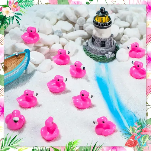 Miniatura 5 de HFAYDZSW 100 piezas de mini patos de flamenco de resina, figuras diminutas de flamenco para decoración de pastel, casa de muñecas, paisaje