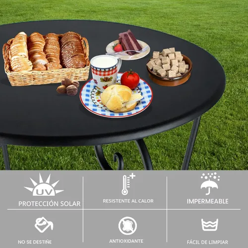 Miniatura 4 de Mesa auxiliar pequeña para patio, mesa auxiliar redonda de metal, resistente a la intemperie, antioxidante, para exteriores, para jardín, porche