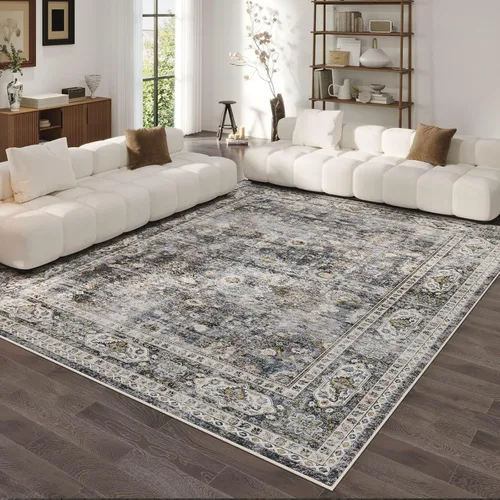 Miniatura 61 de Rugcomf Alfombra de pasillo de 2 x 6 pies, lavable, bohemio, suave, antideslizante, no desprende pelusa, lana sintética, estilo vintage para cocina