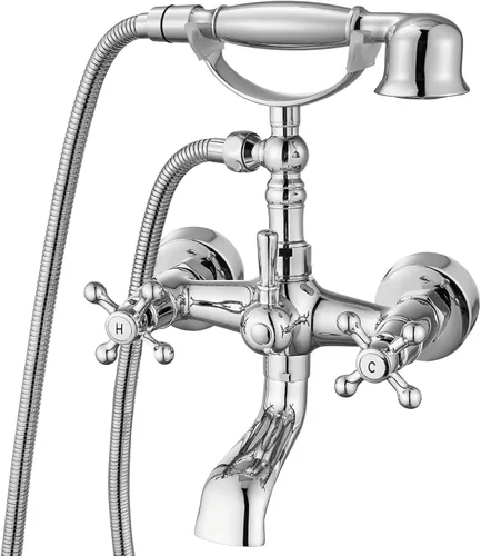 Miniatura 15 de Aolemi Grifo de Bañera de Montaje en Pared con Rociador de Mano Grifo de Bañera y Ducha de Latón Antiguo Grifo de Ducha Vintage de Doble Mango