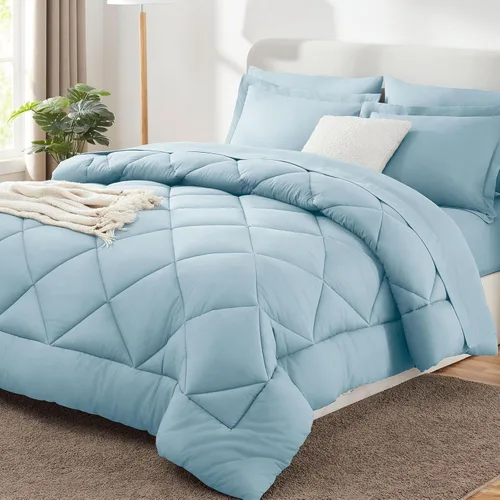 CozyLux - Juego de edredón en una bolsa, para dormitorio universitario, todas las estaciones, edredón, sábanas y fundas para almohada y decorativas,