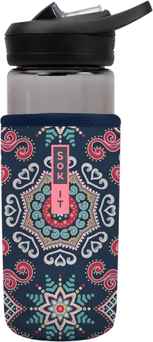 Miniatura 208 de Sok It BotlSok Funda para botella de agua con cubierta de neopreno aislante (Floral abstracto, se ajusta a CamelBak o Nalgene de 12 onzas)