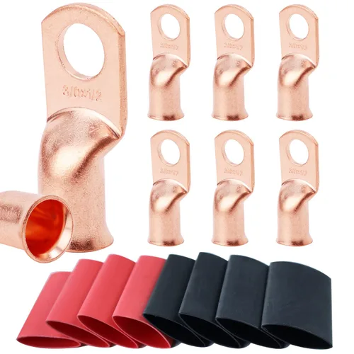 Miniatura 54 de TKDMR - Kit de 264 piezas de extremos de cable de batería, 132 piezas de terminales de anillo de lengüetas de cable de cobre resistentes AWG 8 6 4 2