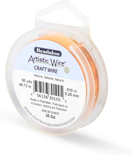 Miniatura 36 de Artistic Wire, alambre para manualidades de calibre 22 bañado en plata, resistente a las manchas, color cobre, blanco, 9,1 m