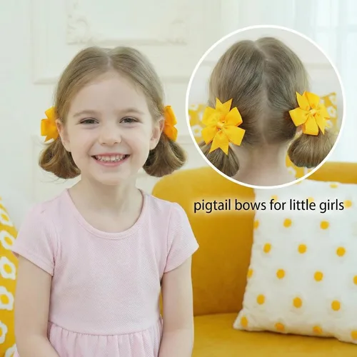 Miniatura 2 de 40 lazos para el pelo de grogrén de 3 pulgadas, con clips de cocodrilo, para niñas, bebés, adolescentes, en pares