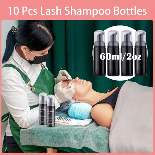 Miniatura 5 de Kit de limpieza de extensiones de pestañas para clientes, 10 cepillos de pestañas, 10 cepillos de limpieza de pestañas con tubos, 10 botellas