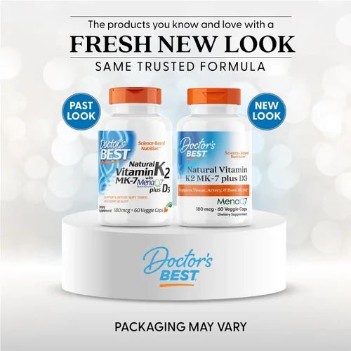 Miniatura 2 de Doctor's Best Vitamina natural K2 MK-7 Plus D3 - Suplemento VIT D3 y K2 MK7 para hombres y mujeres, apoya la salud de tejidos, arterias y huesos