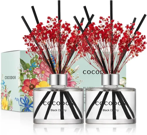 Miniatura 10 de COCODOR Juego de Difusor de Varillas de Junco con Flores / 6.7 oz / Eucalipto Limón / Difusor de Aroma con Varillas Fragancia para el Hogar Difusor