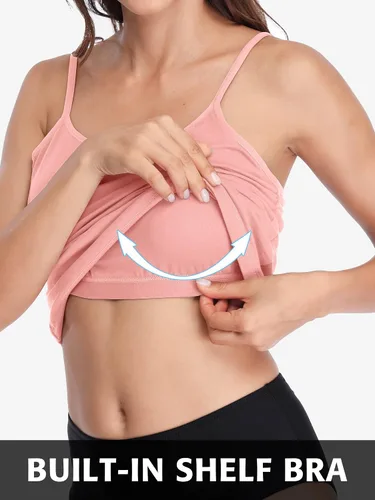 Miniatura 25 de Camisa Attraco de algodón, con tirantes estilo espagueti, con brasier incorporado, 2 paquetes, para mujer