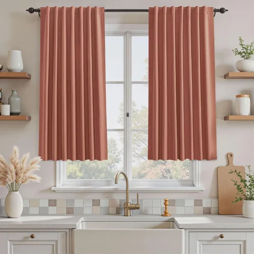 Miniatura 61 de UHITECH Cortinas opacas de 35 pulgadas de largo para sala de estar, 2 paneles, cortina opaca corta para cocina para ventanas pequeñas, cortinas