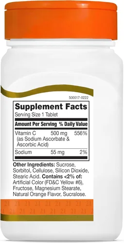 Miniatura 10 de 21st Century Vitamina C 500 mg Tabletas masticables, Naranja, 110