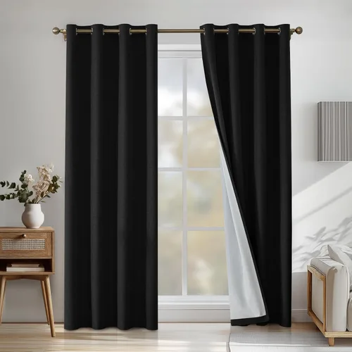 Miniatura 89 de Cortinas de lino 100% opacas para dormitorio, cortinas opacas de 45 pulgadas de largo, cortinas de oscurecimiento de habitación para sala de estar