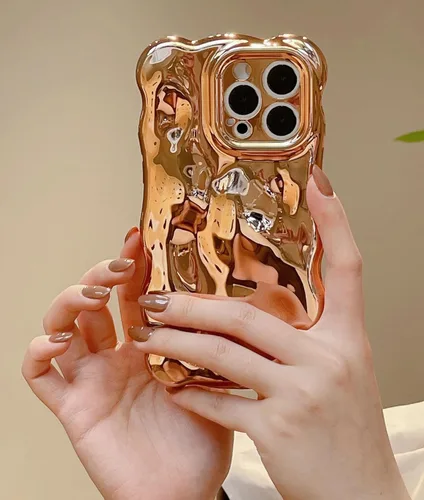 Miniatura 15 de JANDM Funda para iPhone 13 Pro, 3D Wave Bubble Shape Ripple Chrome Pattern Soft Non-Yellowing Case Glitter Shiny Camera Shockproof Women Girls Cover