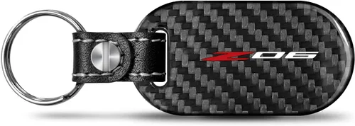 iPick Image Llavero de estilo de etiqueta de fibra de carbono negro real para Chevrolet Corvette C8 Z06, con licencia oficial, Negro -