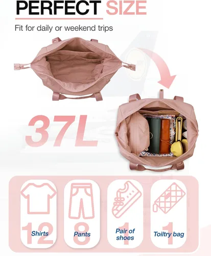 Miniatura 5 de BAGSMART Bolsa de gimnasio para mujer, bolsa de mano para el fin de semana, bolsas de viaje con funda de carretilla, bolsa de viaje para artículos