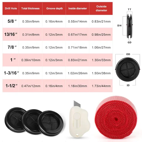 Miniatura 3 de 50 ojales de goma de 1 pulgada, orificios de perforación, tapones de orificio para cortafuegos, tapones de goma para agujeros de varios tamaños