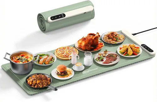 Miniatura 12 de NEWKITCHEN Tapete de calentamiento para alimentos, (XXL, 36 x 16 pulgadas), tapete de calentamiento de alimentos para encimera, de grafeno