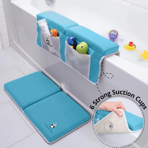 Miniatura 7 de Juego de 2 almohadillas de baño para rodillas y coderas, juego de 2 alfombrillas de baño para bebé, almohadilla antideslizante para rodillas con Azul