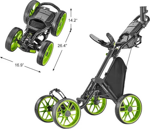 Miniatura 3 de CaddyTek - Carrito de golf con 4 ruedas, Caddy Cruiser One versión 8 1, plegable con un clic, ligero, carrito de caddie, compacto, fácil de abrir