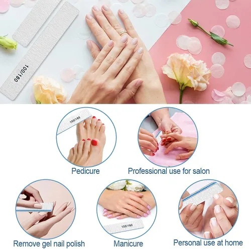 Miniatura 5 de Lima de uñas - Limas de uñas para uñas acrílicas de 100/180 granos, 12 piezas de tablas de esmeril de doble cara para uñas acrílicas y naturales