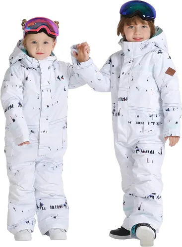 Miniatura 3 de Chaqueta de esquí para niños, trajes de esquí para niños y niñas, resistente al viento, cálido, ropa de esquí de una pieza, traje de nieve para niños