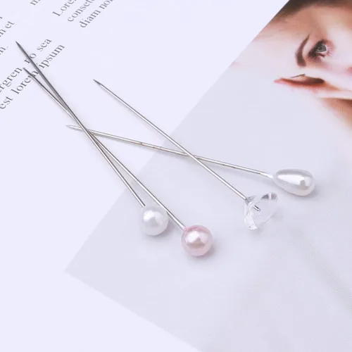 Miniatura 7 de 400 alfileres de ramo de flores, 4 estilos de alfileres Boutonniere, alfileres de ramillete de cabeza de cristal para costura, joyería, decoración
