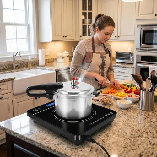 Miniatura 2 de Olla a presión pequeña de 3 cuartos de galón con fondo compuesto, mini olla a presión de aleación de aluminio con válvulas de seguridad, cocción
