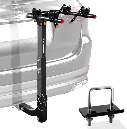 Portabicicletas para 2 Bicicletas, Portador de Bicicletas con Montaje de Enganche Doble Plegable para Coches, Camiones, SUV, Compatible con Receptor