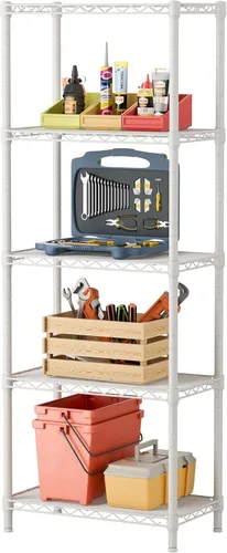 SINGAYE 5 estantes pequeños de alambre para cocina, despensa, cerca de la casa, organizadores y almacenamiento, estante para baño, sala de Blanco