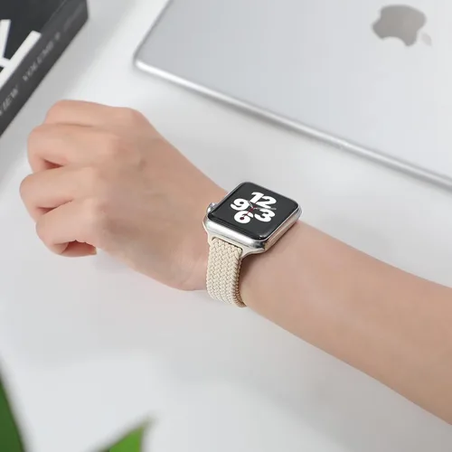 Miniatura 8 de Slim Braided Bands for Apple Watch Band 40mm 41mm 42mm 38mm 46mm 44mm 45mm 49mm Women,Stretchy Solo Loop Nylon Elastic Thin Narrow Skinny Strap for