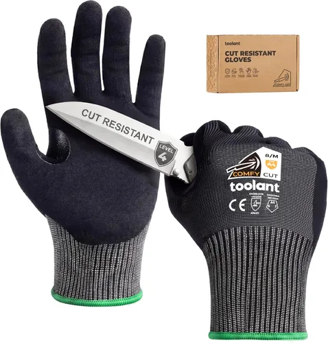 toolant ANSI A4 - Guantes de trabajo resistentes a los cortes sin acero y fibra de vidrio, comodidad ultraligera y ajuste adecuado, para mecánicos,