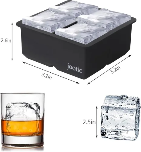 Miniatura 2 de Bandejas grandes para cubitos de hielo de silicona (2.5 pulgadas), moldes grandes para hacer 4 cubitos de hielo gigantes para whisky