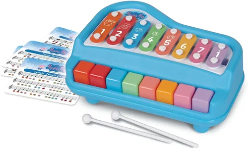 Miniatura 2 de Peppa Pig: Piano Play Along - Paino y xilófono 2 en 1, 8 notas y llaves, incluye: 4 tarjetas de canciones y 2 mazos, juguetes educativos de música