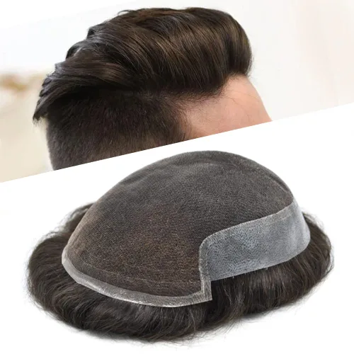 Miniatura 16 de Tupé para hombre, cabello humano real, suave encaje suizo frontal, tupé para hombres, sistema de cabello, extensiones capilar para hombre