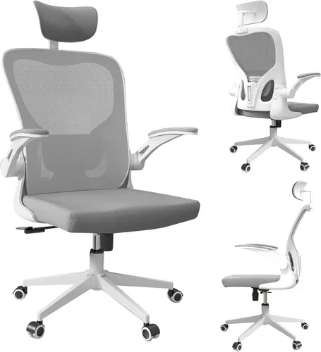 Miniatura 17 de Silla de oficina ergonómica - Silla de oficina de malla de 159 kg con soporte lumbar ajustable, silla de computadora de respaldo alto con Caqui