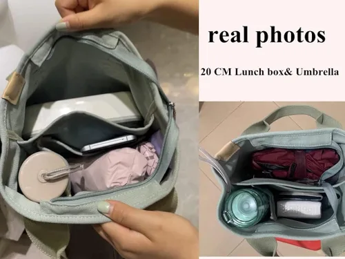 Miniatura 9 de SUNNY SHOP Bolsos cruzados para mujer, bolsa de lona con cremallera, organizador de bolsillos, bolsa de almuerzo para mujer, bolso pequeño de hombro