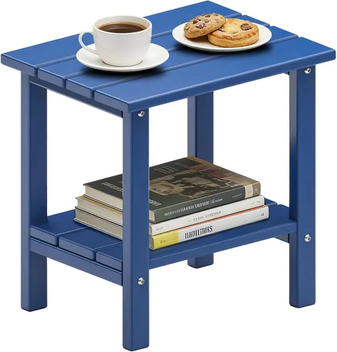 Miniatura 8 de OTSUN - Mesa auxiliar de exterior resistente a la intemperie, mesas pequeñas de patio de 2 niveles para exterior o interior, mesa pequeña