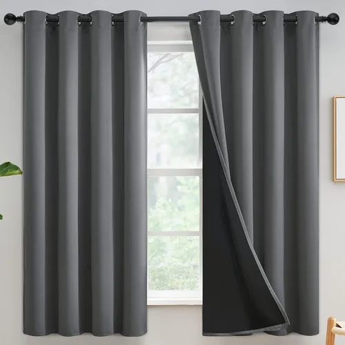 Miniatura 241 de Yakamok Cortinas negras, cortinas de ventana con aislamiento térmico y eficiencia energética para dormitorio, cortinas opacas completas y cortinas