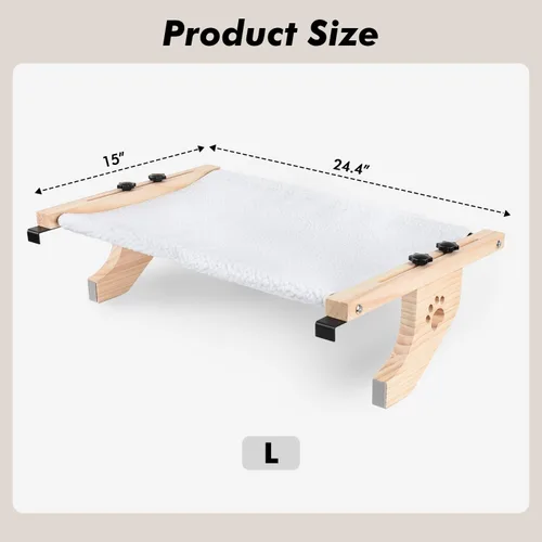 Miniatura 3 de AMOSIJOY Percha de Ventana para Gatos con Hamaca de Ventana Robusta con Marco de Madera y Metal para Gatos Grandes, Cama de Gato Fácil de Ajustar