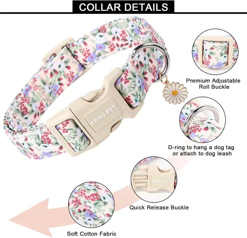 Miniatura 86 de Aring Pet Collar de algodón, lindo, con hebilla de liberación rápida, para bodas, para perros pequeños, medianos y grandes, rosa Terciopelo rosa