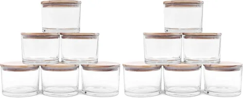 Miniatura 25 de SHOWIN Tarros de vela gruesos de 18 onzas para hacer velas, 6 unidades, frascos vacíos con tapas de madera para hacer velas, recipiente de muestra