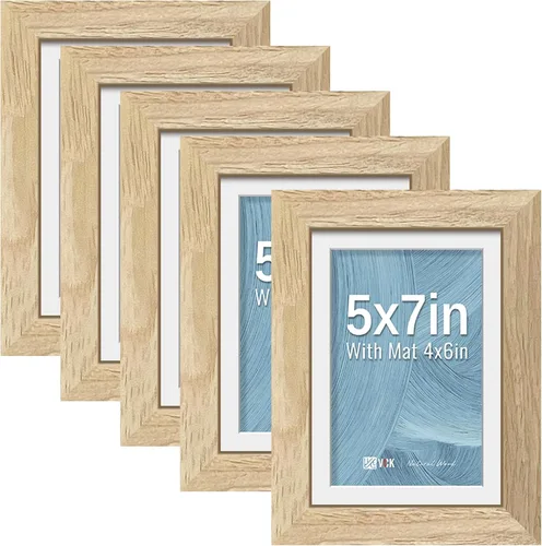 Miniatura 14 de VCK Paquete de 2 portarretratos de 5 x 7, color negro, de madera de alta gama con vidrio templado, para fotos de 4 x 6 con paspartú o 5 x 7 sin