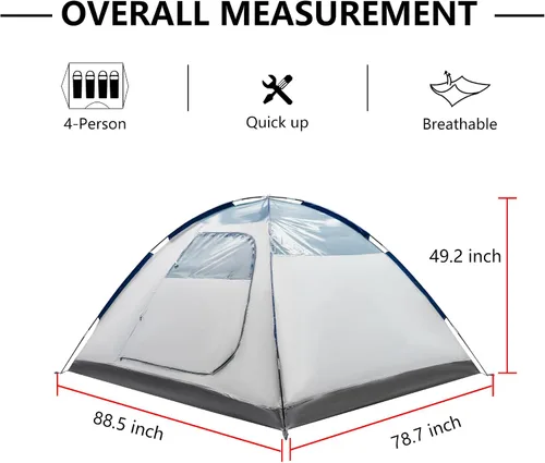Miniatura 3 de ASFANES Screened Camping Tent, 3-4 Person Waterproof, Haven Tent, Backpack Double Layer Shelter, Easy Setup and Portable for Outdoor, Picnic or Azul