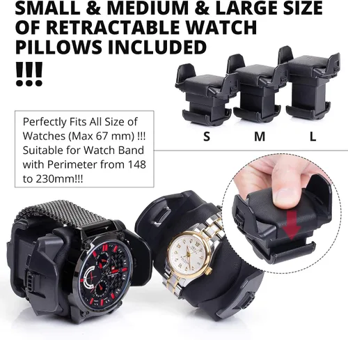 Miniatura 3 de 12 bobinadores de relojes automáticos con 6 espacios de almacenamiento, almohadas de reloj ajustables, caja de bobinadora de reloj en carcasa