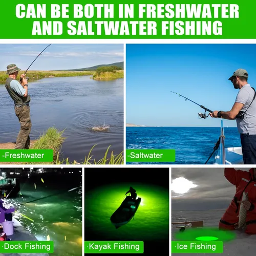 Miniatura 7 de Luz de pesca subacuática, 4 piezas de luz LED de pesca de caída profunda, luz de pesca LED impermeable, luz intermitente de noche, señuelo de pesca